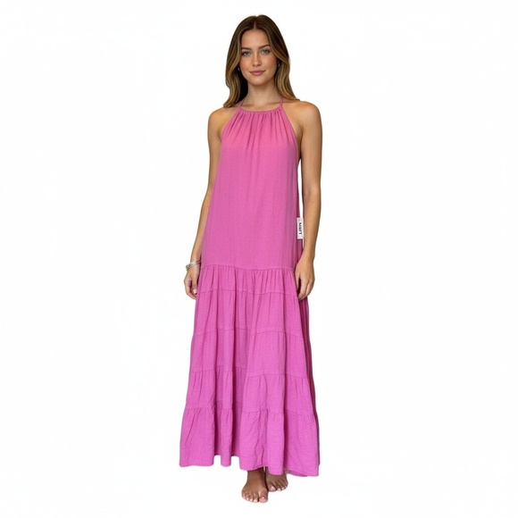 NWT Free People Womens XL Pink Halter Open Back Tiered Maxi Dress Boho Chic  is available for purchase on au PAY Market - Imported Goods Online Store  Co.Ltd. | au PAY Market -